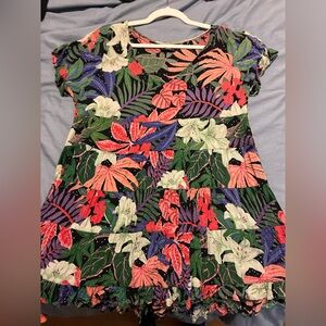 Angie Tropical Babydoll Mini Dress Beach Coverup
